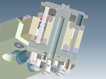 Konstruktionsdetail Sondersauggreifer mit integriertem pneumatischen Hub